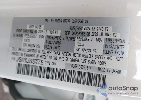 2025 Mazda Cx-5 2.5 S Preferred z USA, uszkodzony, nr VIN JM3KFBCL0S0672739